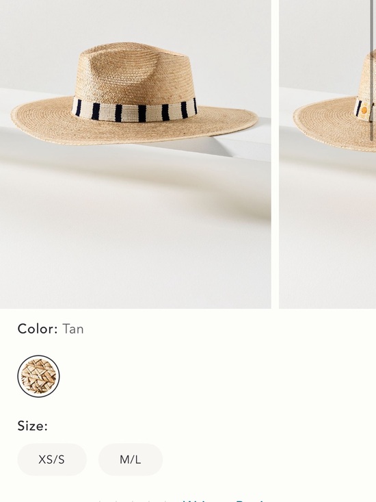 Anthropologie Brenda Palm Hat Band - Natural Xs/S